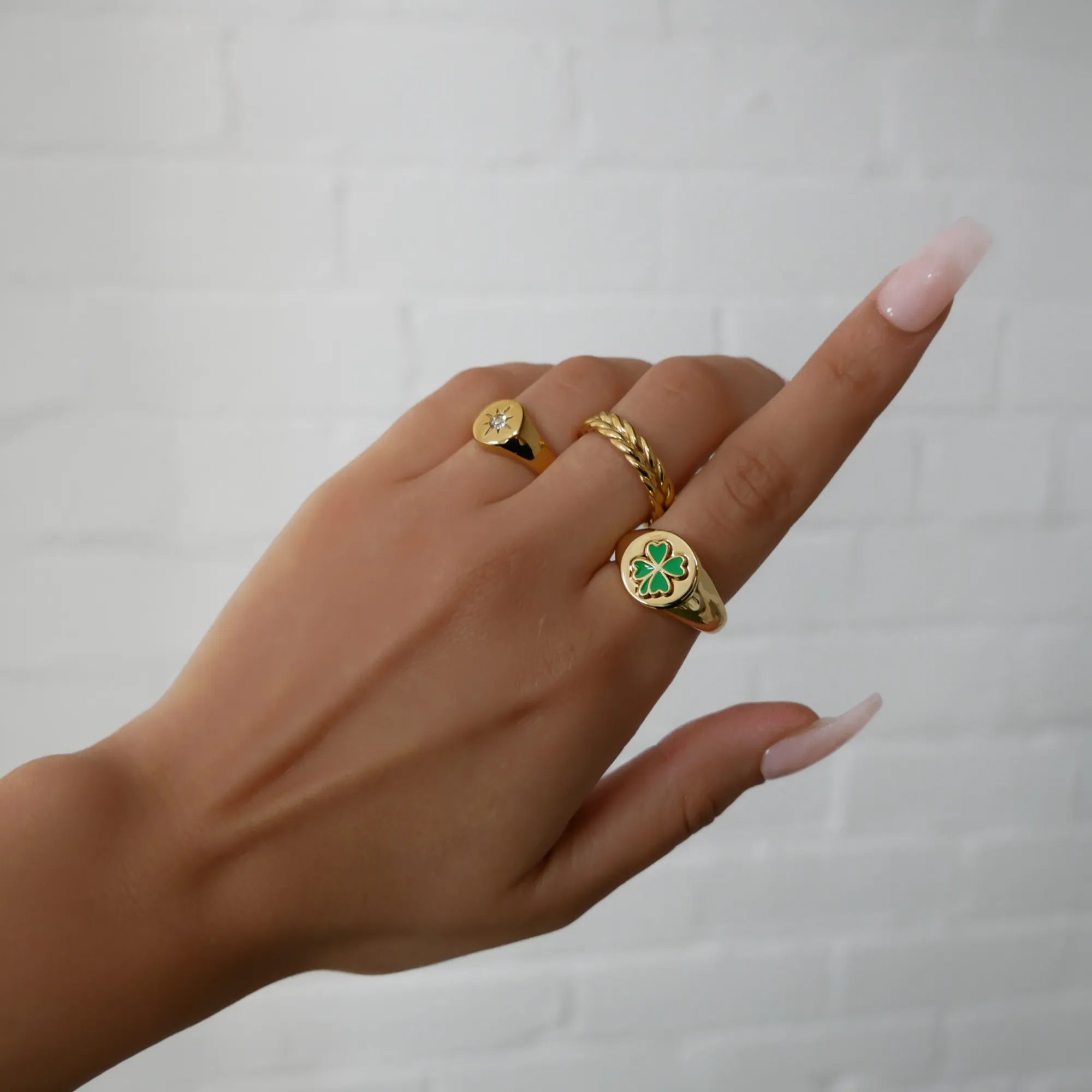 Four Leaf Clover Signet Ring sold by PRYA product image thumbnail 2