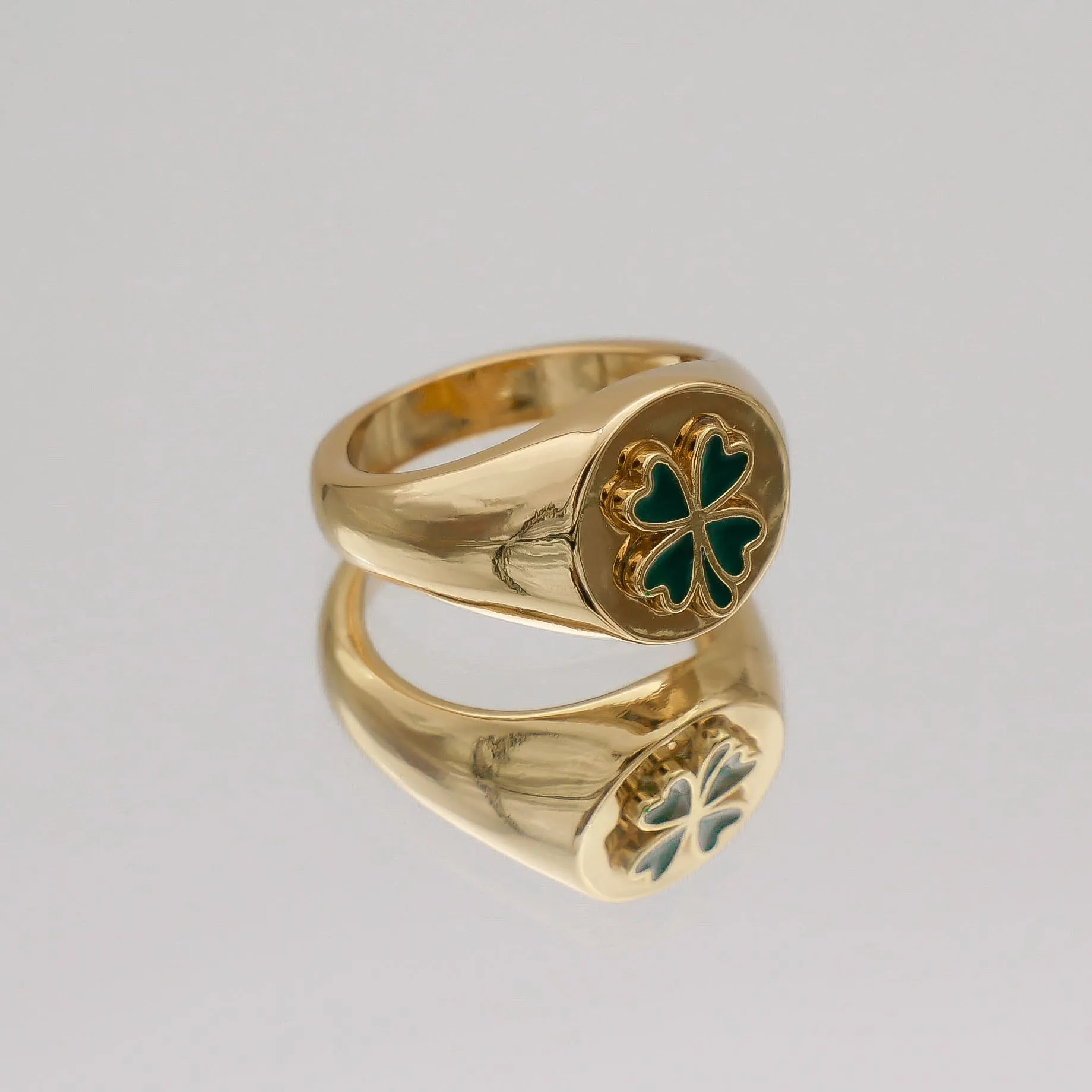 Four Leaf Clover Signet Ring sold by PRYA product image thumbnail 3