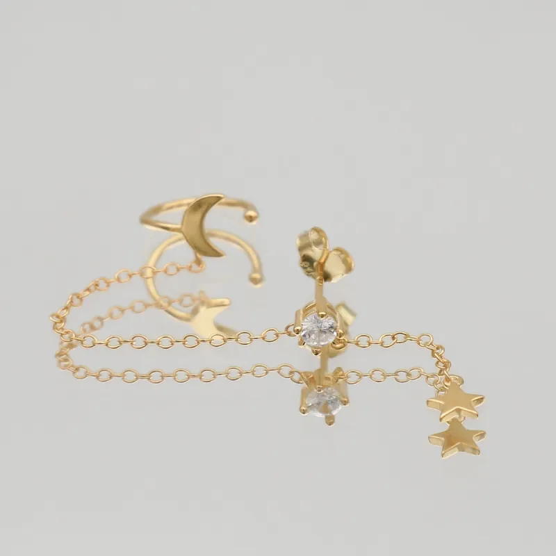 Moon & Star Drop Earring sold by PRYA
