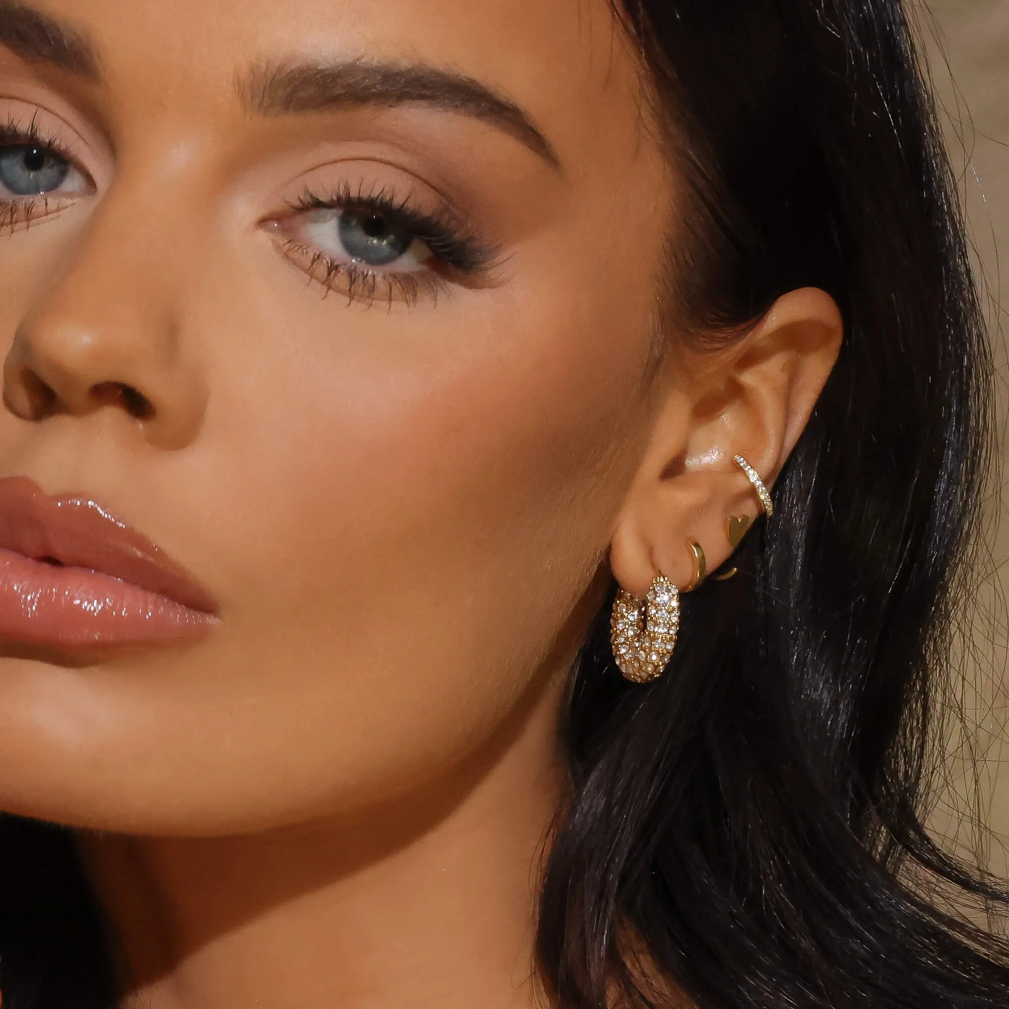 Amiya CZ Hoop Earrings sold by PRYA product image thumbnail 2