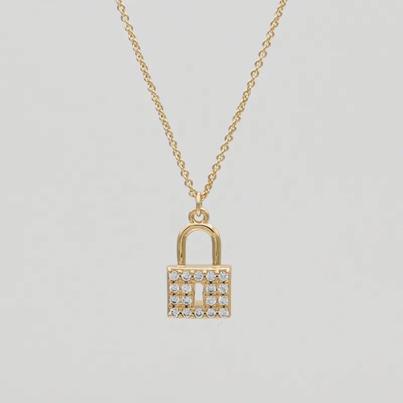 Sarai CZ Lock Necklace sold by PRYA