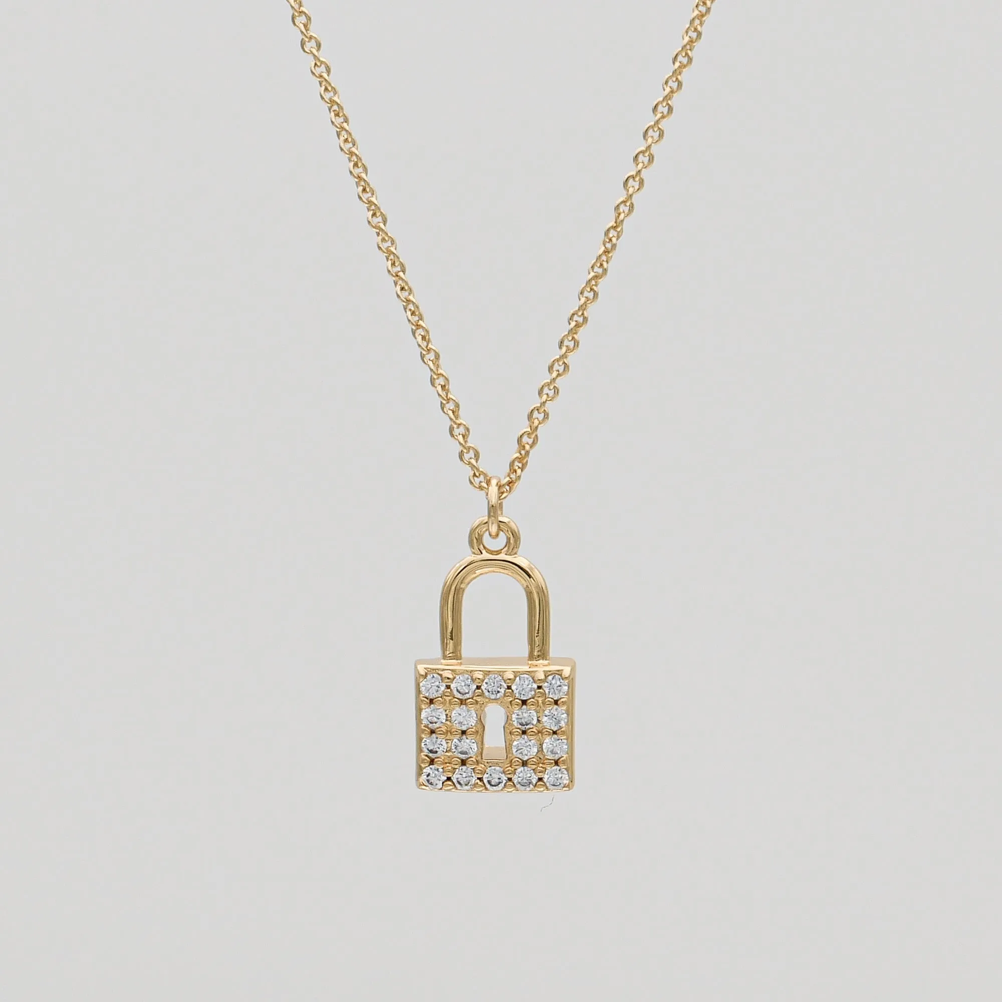 Sarai CZ Lock Necklace sold by PRYA