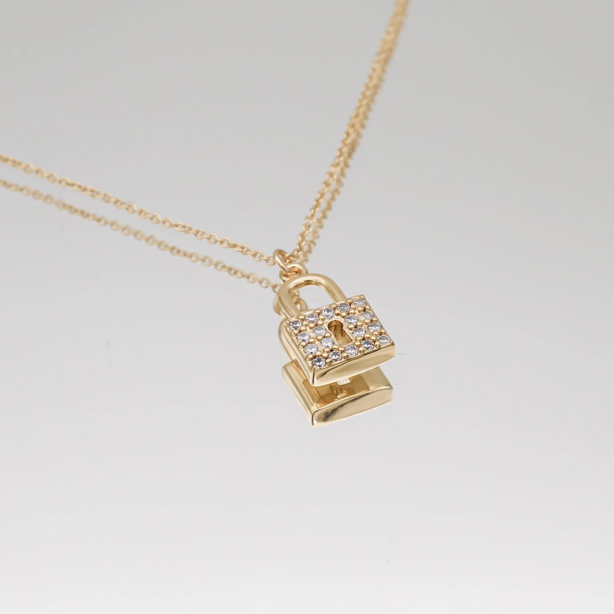 Sarai CZ Lock Necklace sold by PRYA product image thumbnail 5