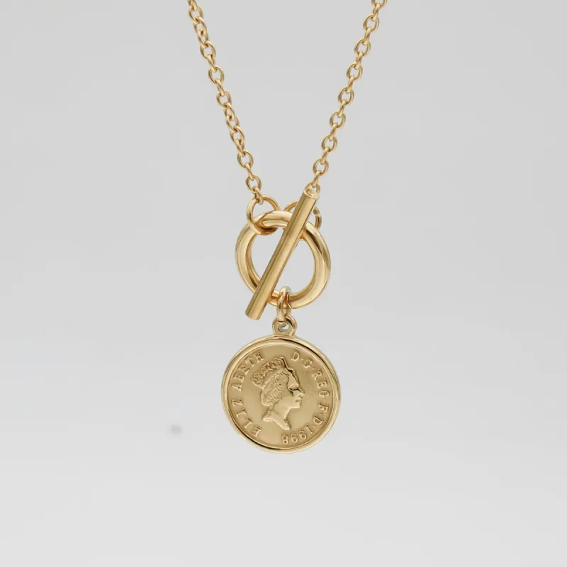 Coin Pendant Necklace | Gold sold by PRYA