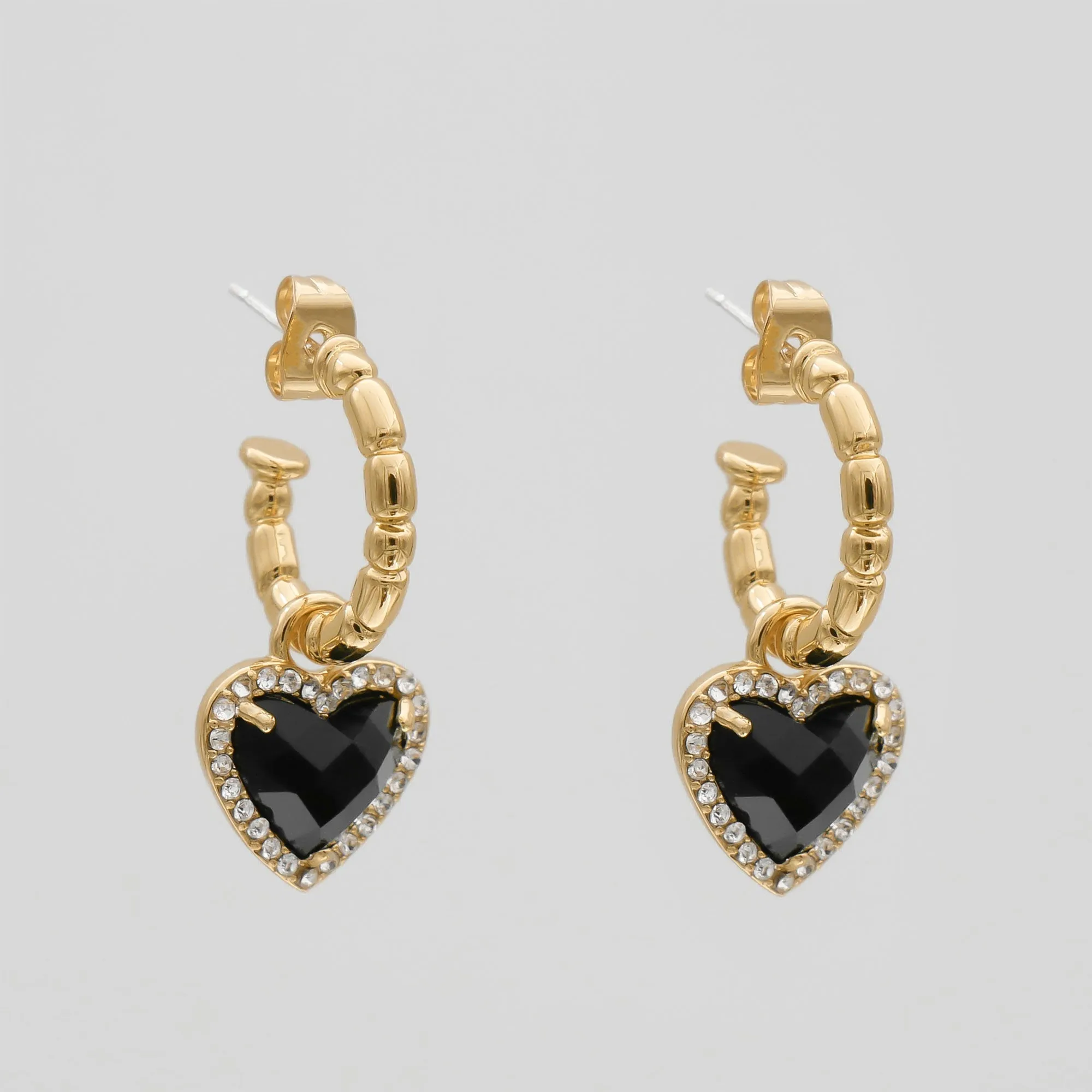 Louisa Onyx Heart Earrings sold by PRYA