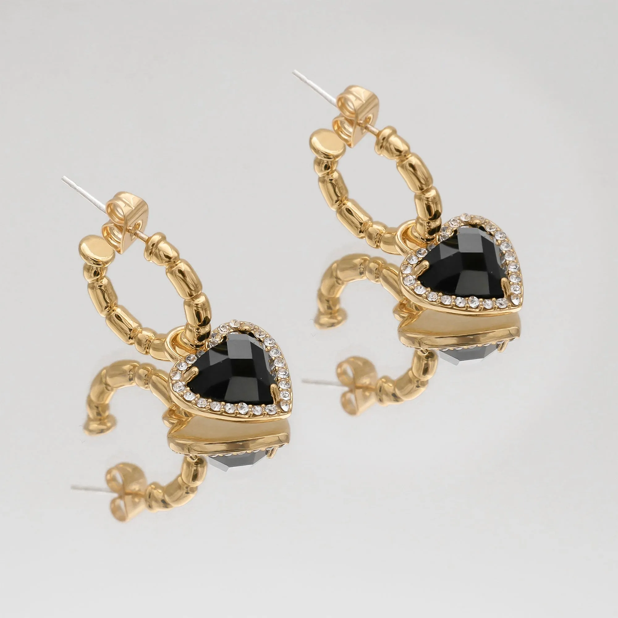 Louisa Onyx Heart Earrings sold by PRYA product image thumbnail 3