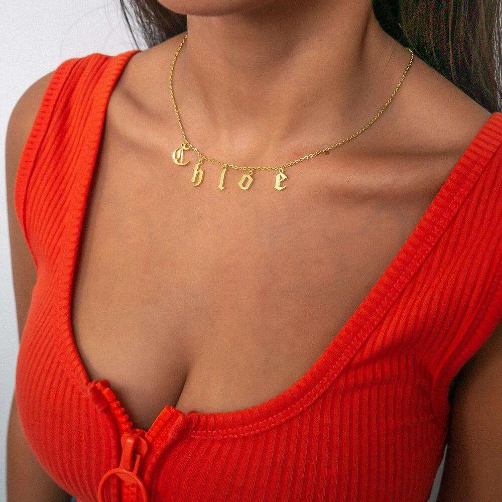 Old English Suspended Name Necklace sold by PRYA product image thumbnail 2