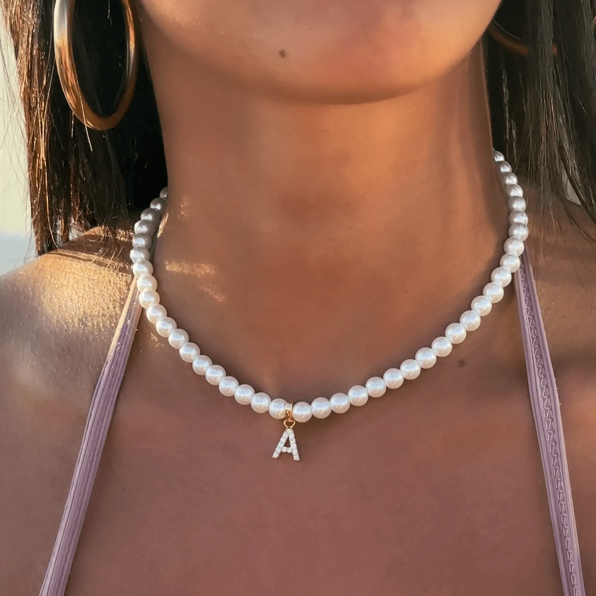 Pave Pearl Initial Necklace sold by PRYA product image thumbnail 2