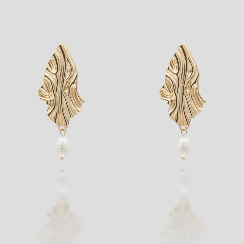 Inaya Textured Pearl Earrings sold by PRYA