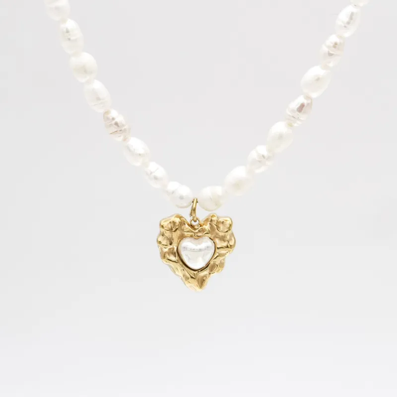 Amber Pearl Heart Necklace sold by PRYA
