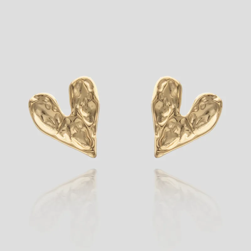 Cari Hammered Heart Earrings sold by PRYA