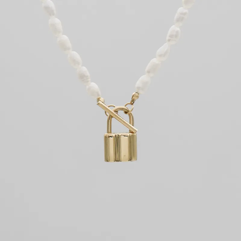 Freya Pearl Lock Necklace sold by PRYA