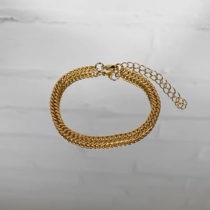 FREE GIFT | Double Link Curb Anklet | Gold sold by PRYA