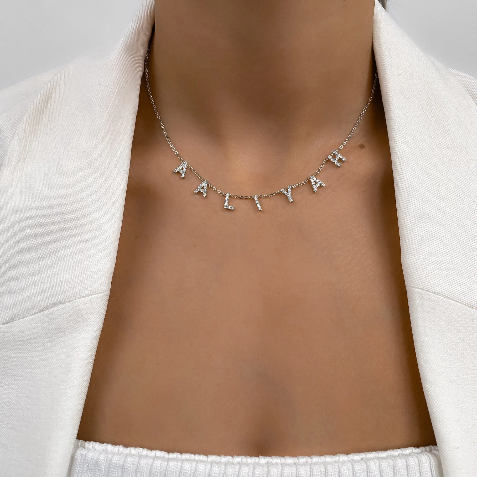 Maia Pavé Custom Name Necklace sold by PRYA product image thumbnail 4