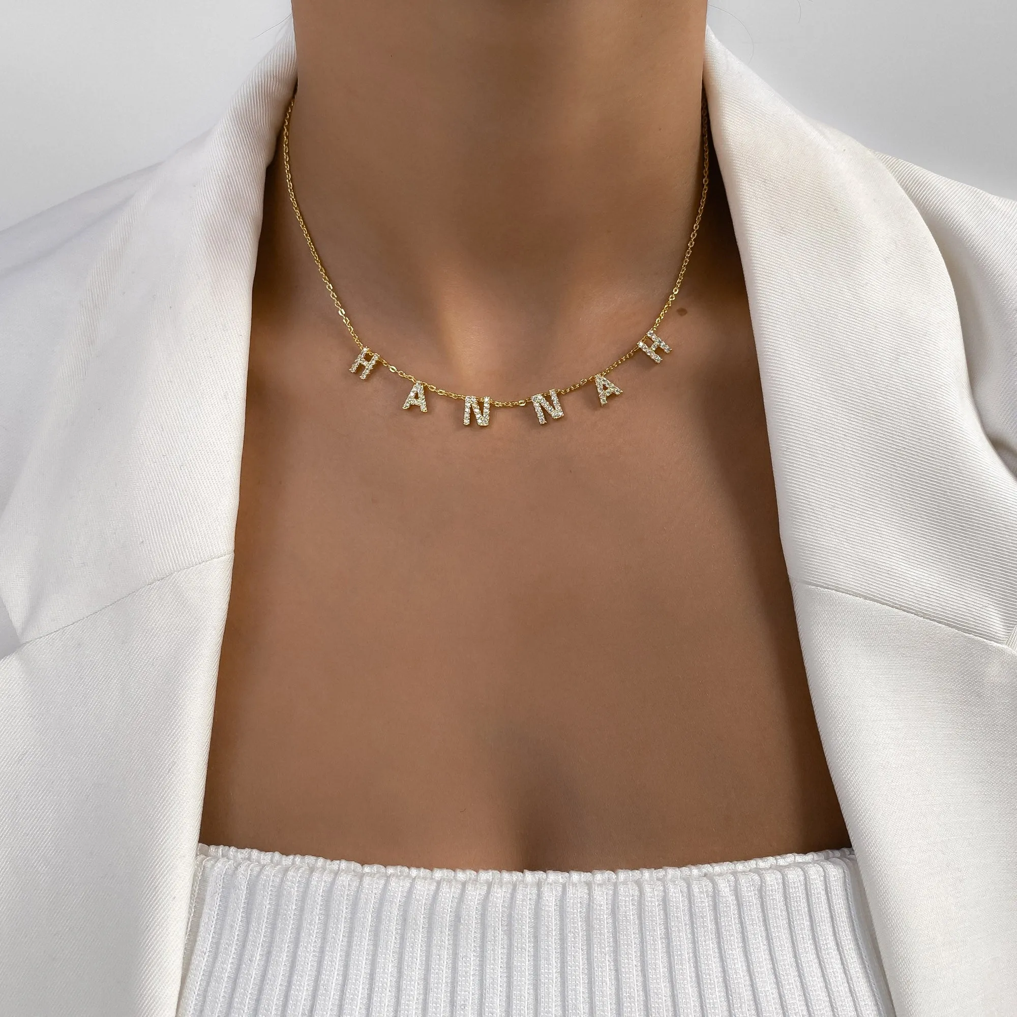 Maia Pavé Custom Name Necklace sold by PRYA product image thumbnail 5