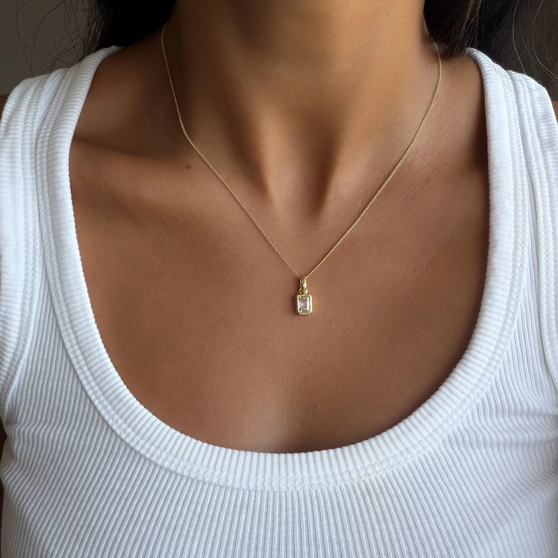 Emerald Cut Birthstone Necklace sold by PRYA