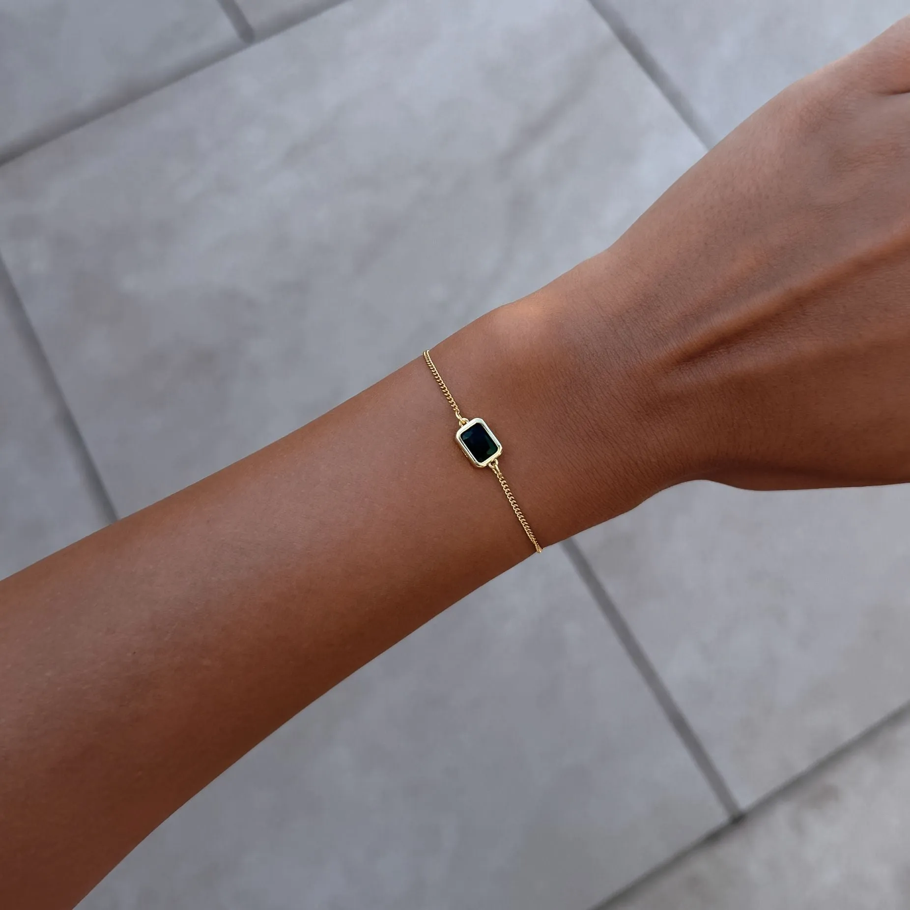 Emerald Cut Birthstone Bracelet sold by PRYA product image thumbnail 4