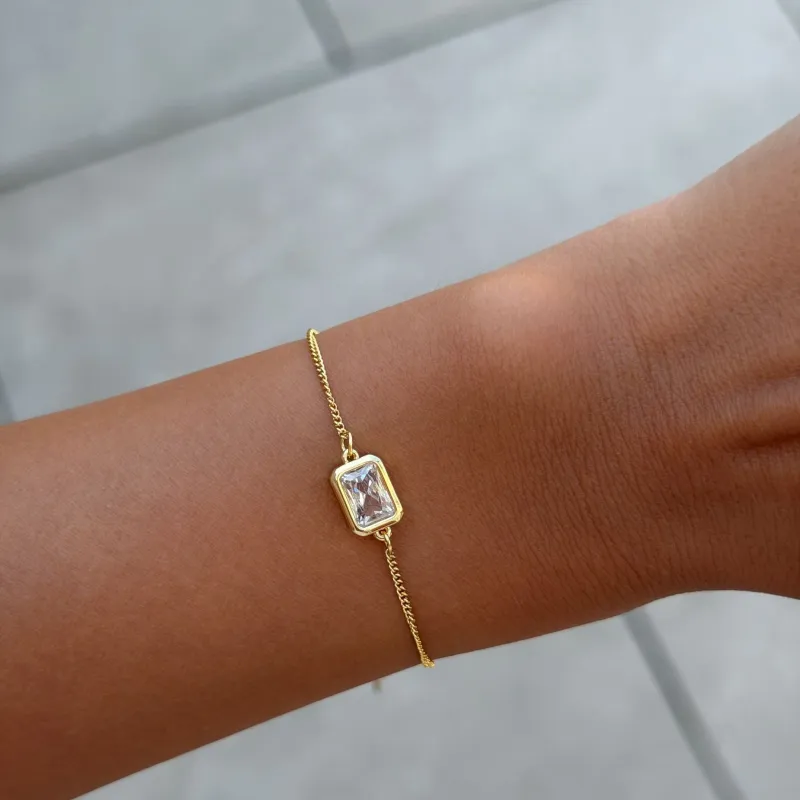Emerald Cut Birthstone Bracelet made by PRYA