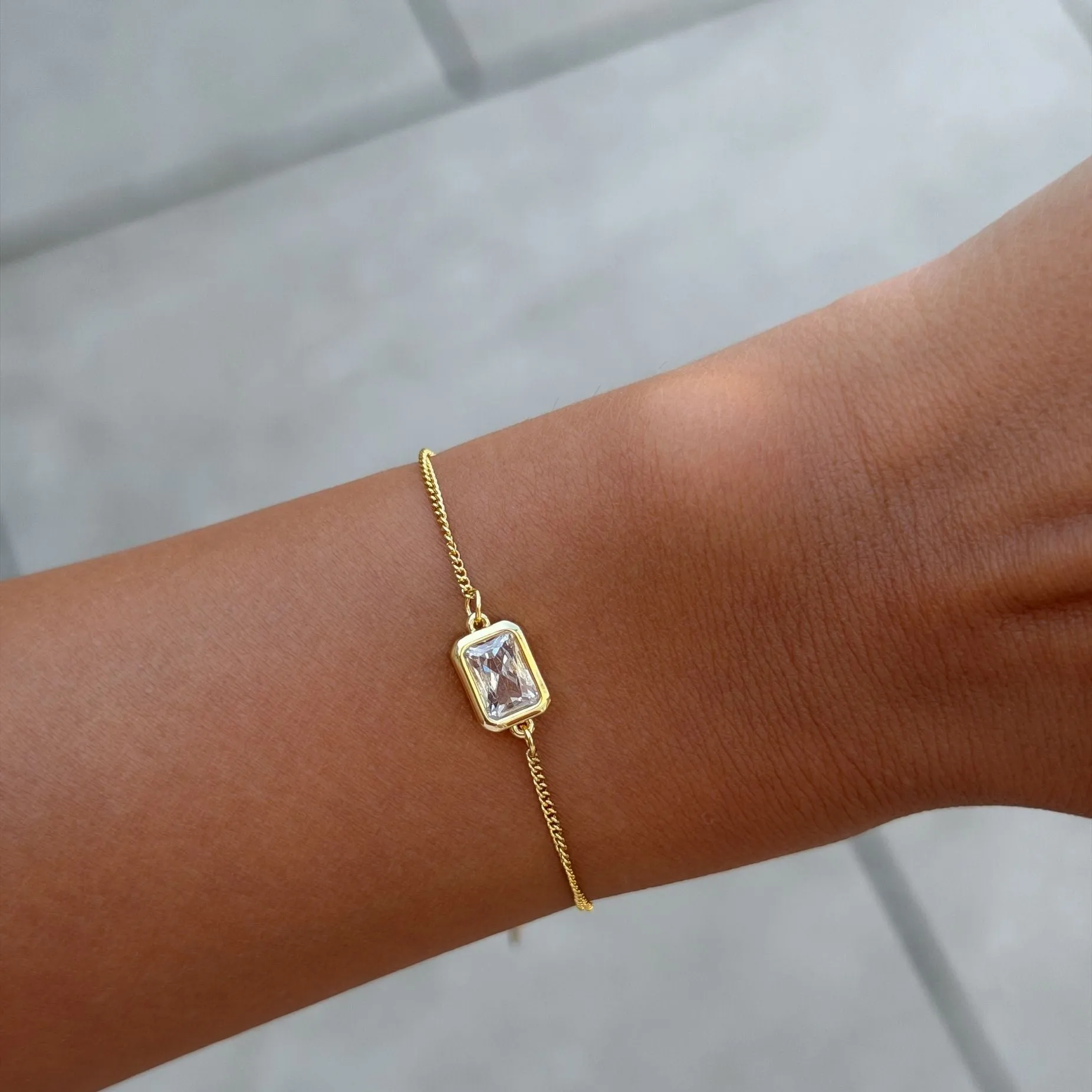 Emerald Cut Birthstone Bracelet sold by PRYA