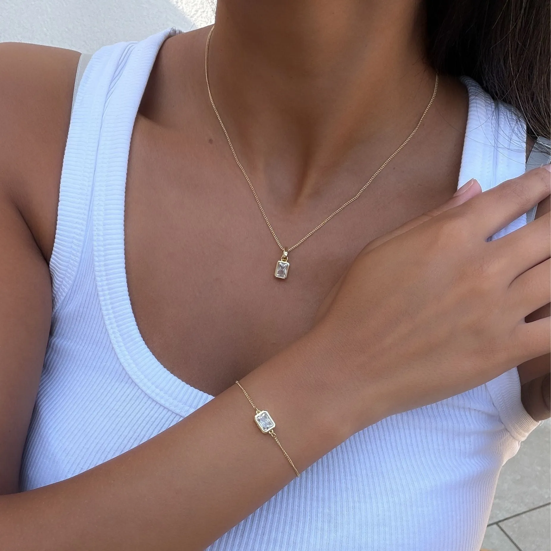 Emerald Cut Birthstone Bracelet sold by PRYA product image thumbnail 2