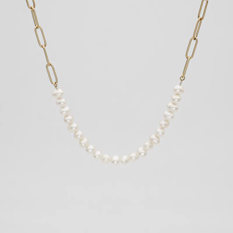 Camila Pearl Paperclip Necklace sold by PRYA