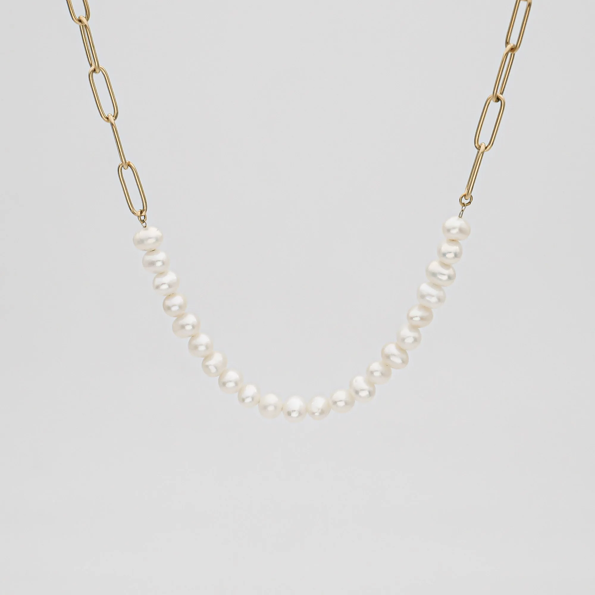 Camila Pearl Paperclip Necklace sold by PRYA