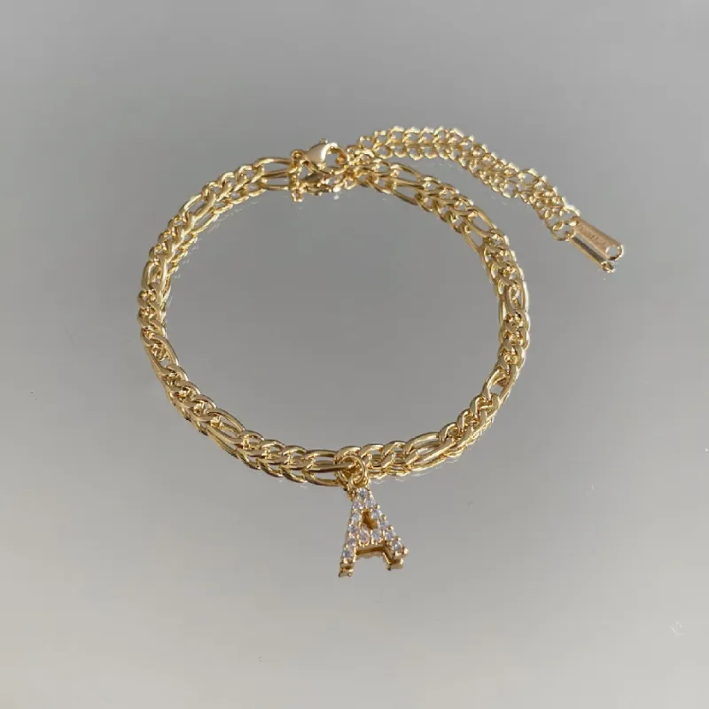 Pave Initial Anklet | Figaro sold by PRYA