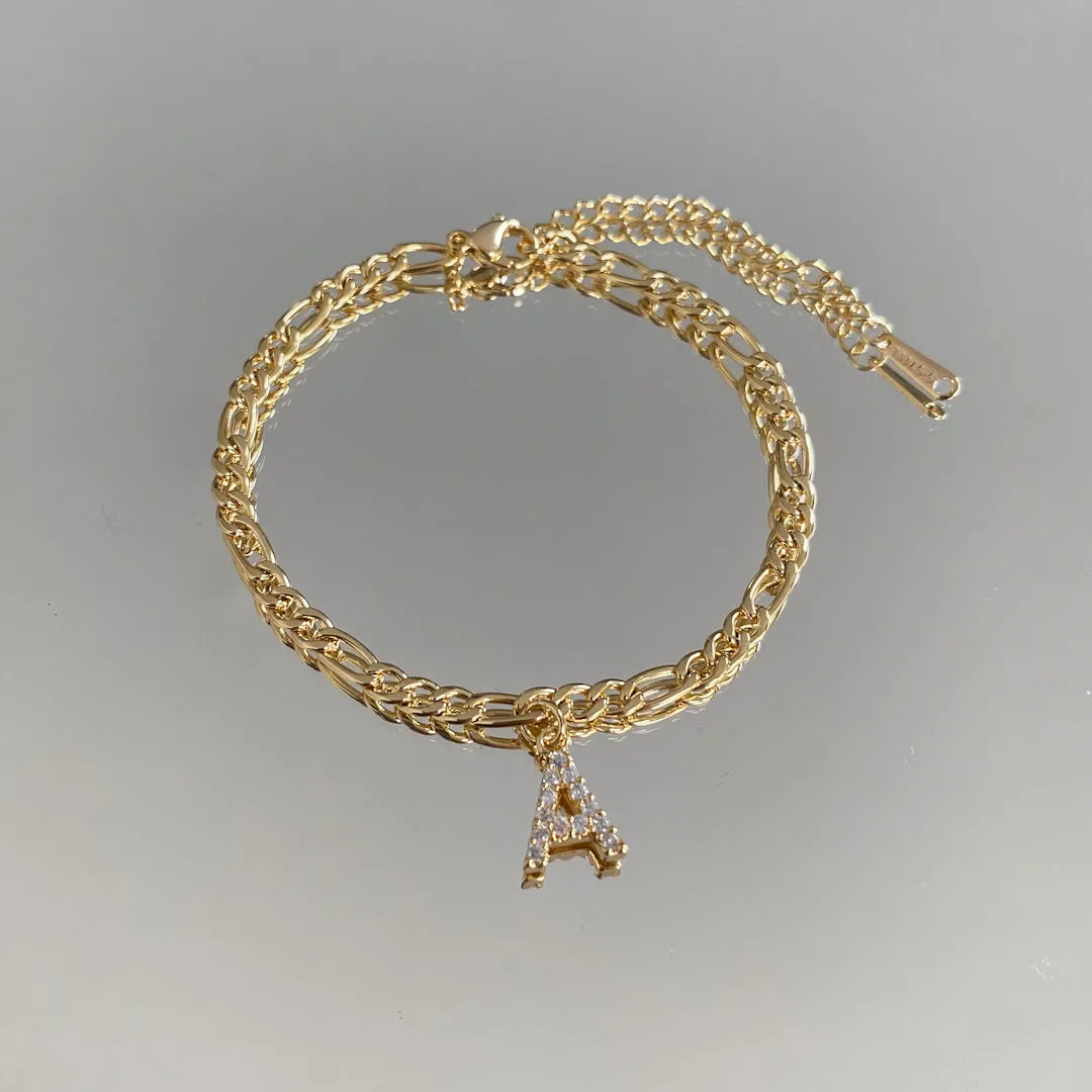 Pave Initial Anklet | Figaro sold by PRYA