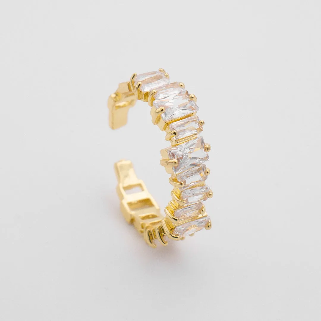 Jada Baguette Cut CZ Adjustable Ring | Gold sold by PRYA