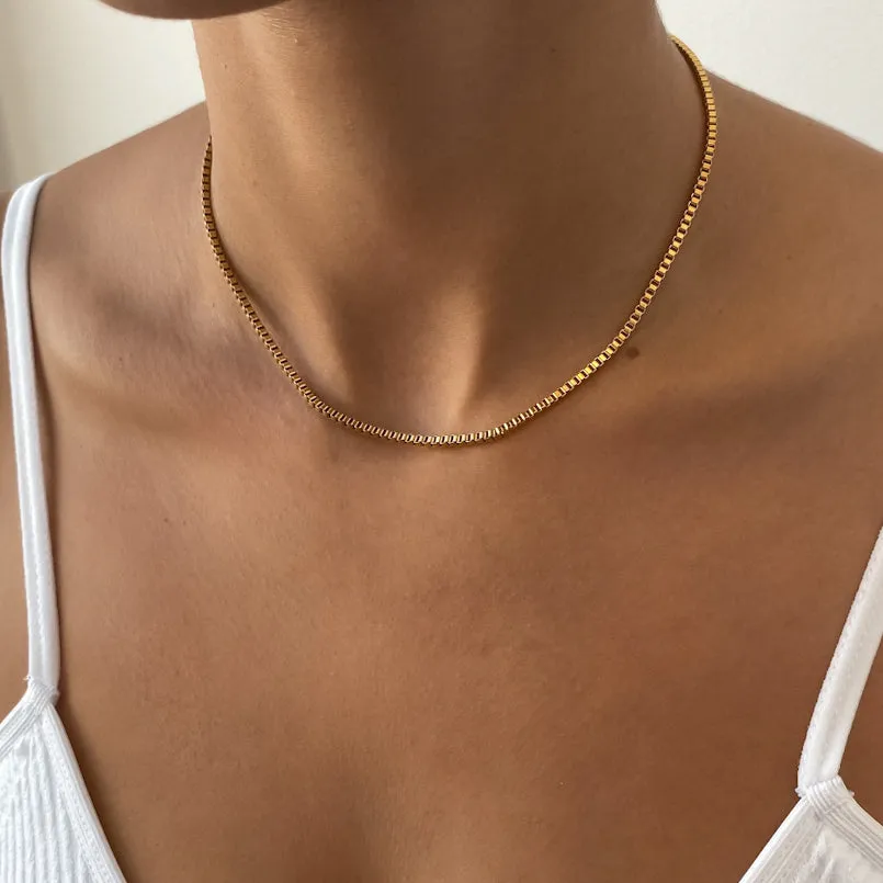 Box Chain Necklace | Gold sold by PRYA product image thumbnail 3