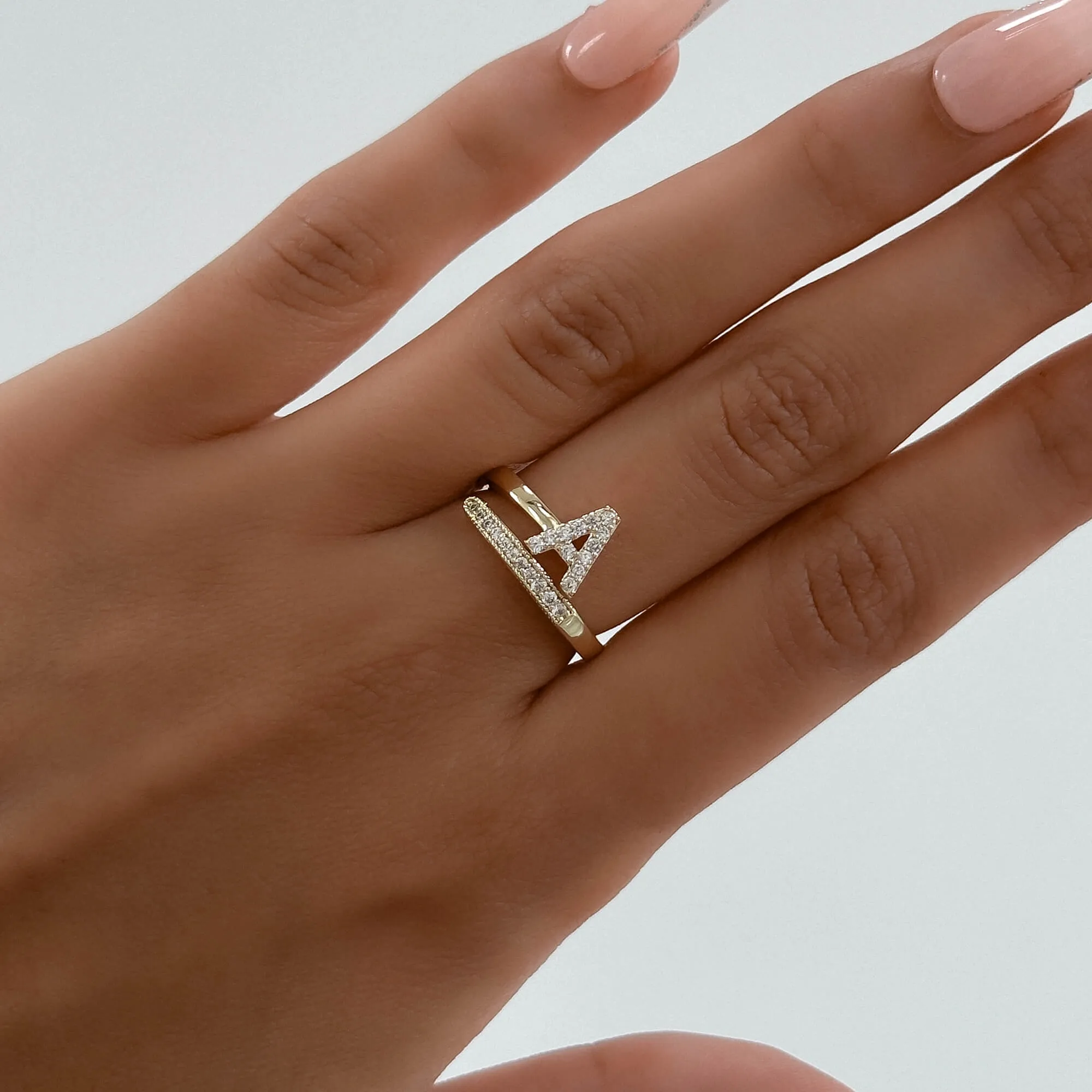 Pave Initial Ring sold by PRYA product image thumbnail 2