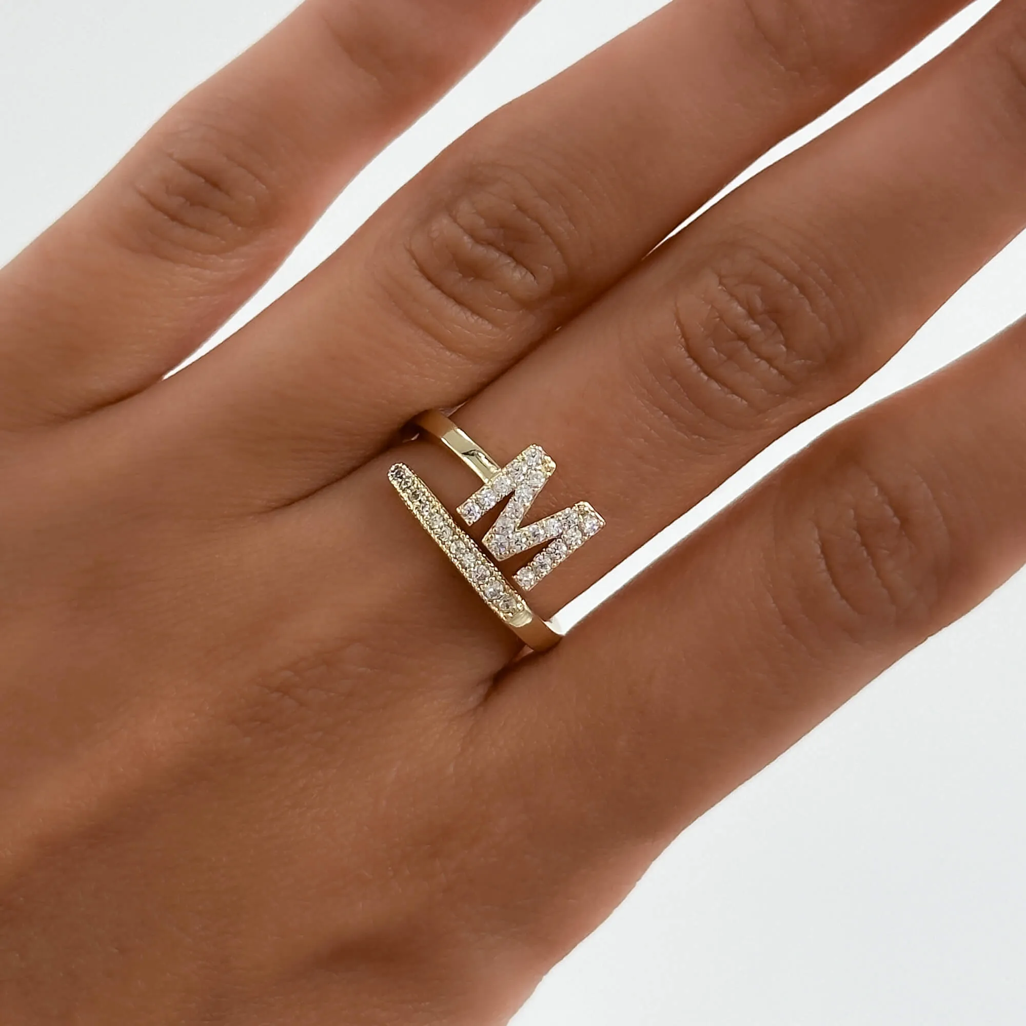 Pave Initial Ring sold by PRYA product image thumbnail 5