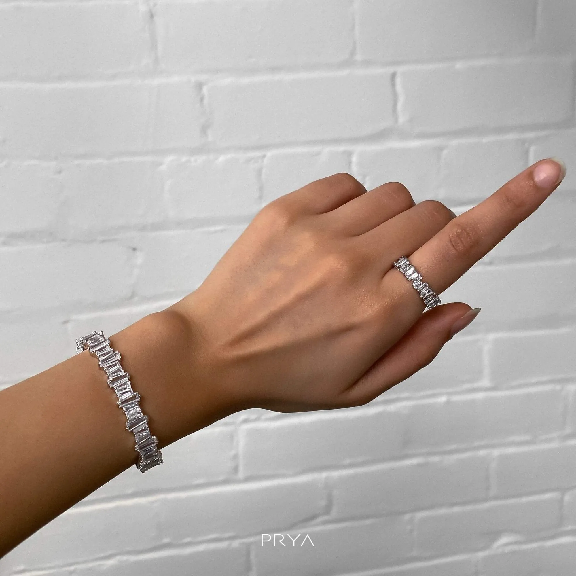 Jada Baguette CZ Bracelet Thick | Silver sold by PRYA product image thumbnail 2