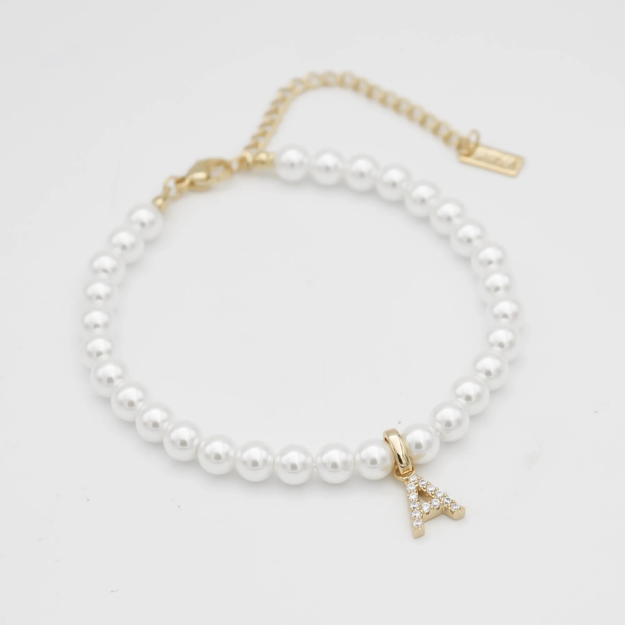 Pave Pearl Initial Anklet sold by PRYA product image thumbnail 4