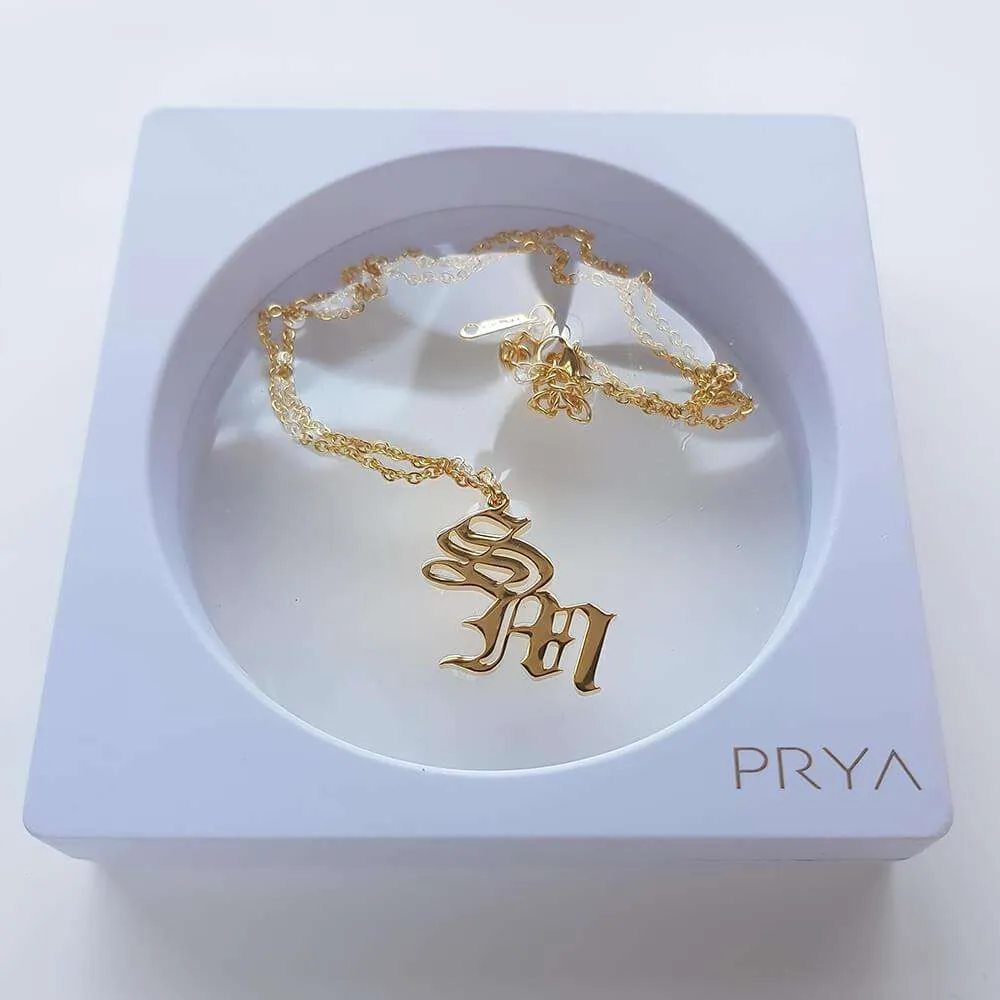Old English Double Initial Necklace sold by PRYA product image thumbnail 3