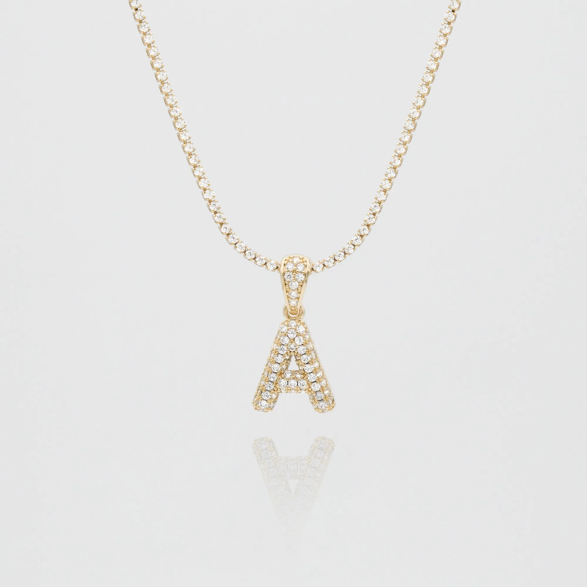 Pave Mini Bubble Initial Necklace sold by PRYA