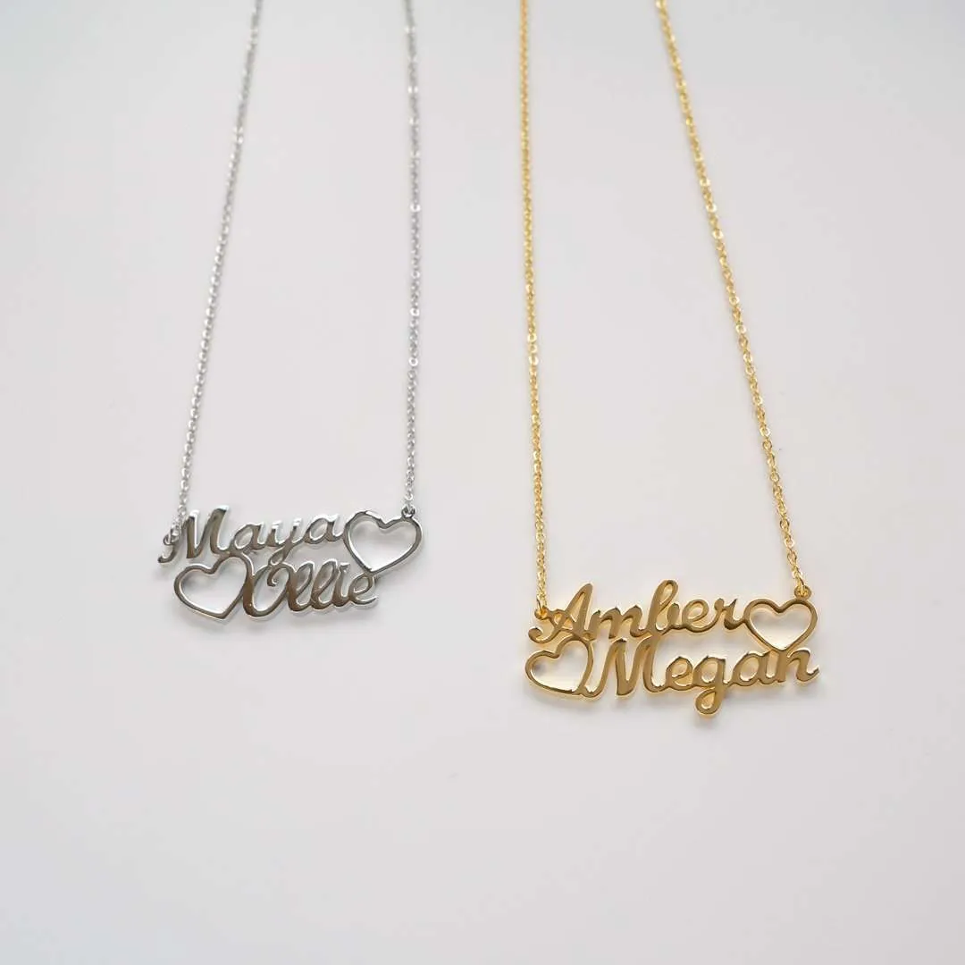 Double Name Heart Necklace sold by PRYA product image thumbnail 2