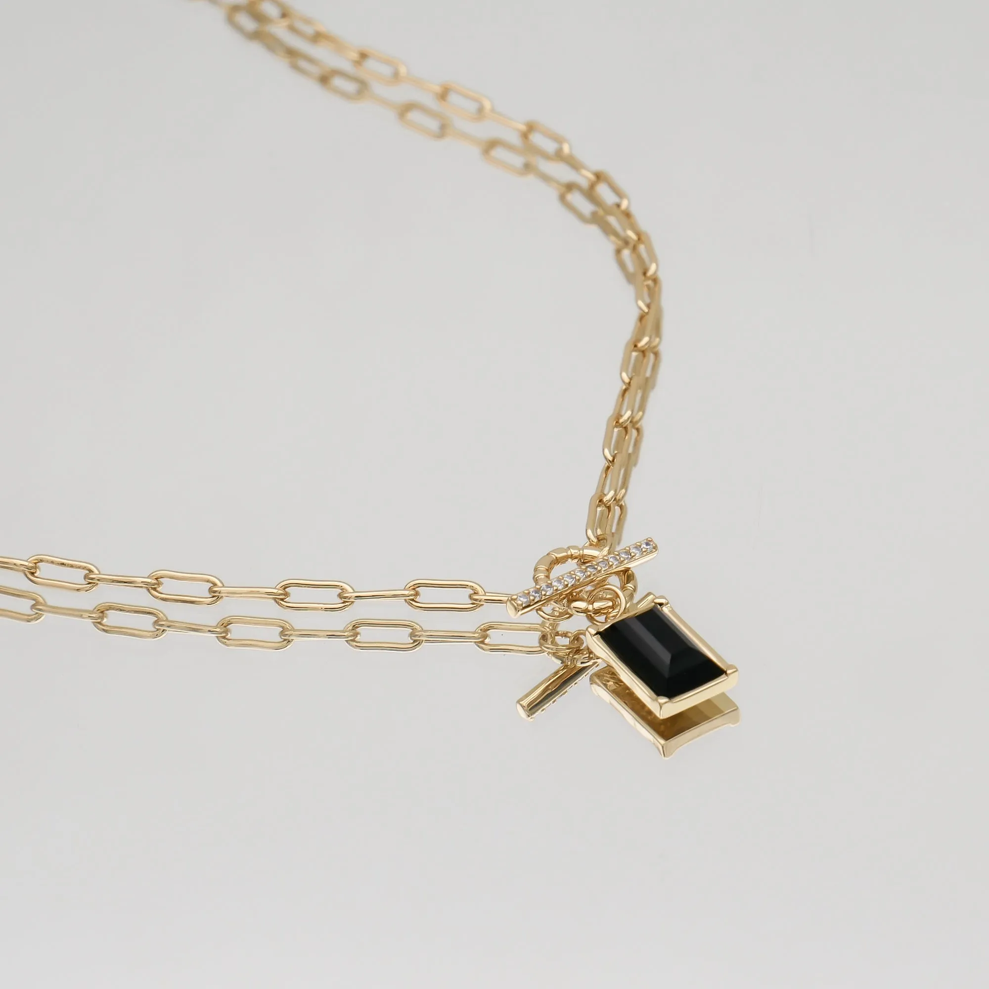 Kyra Onyx T-Bar Necklace sold by PRYA product image thumbnail 3