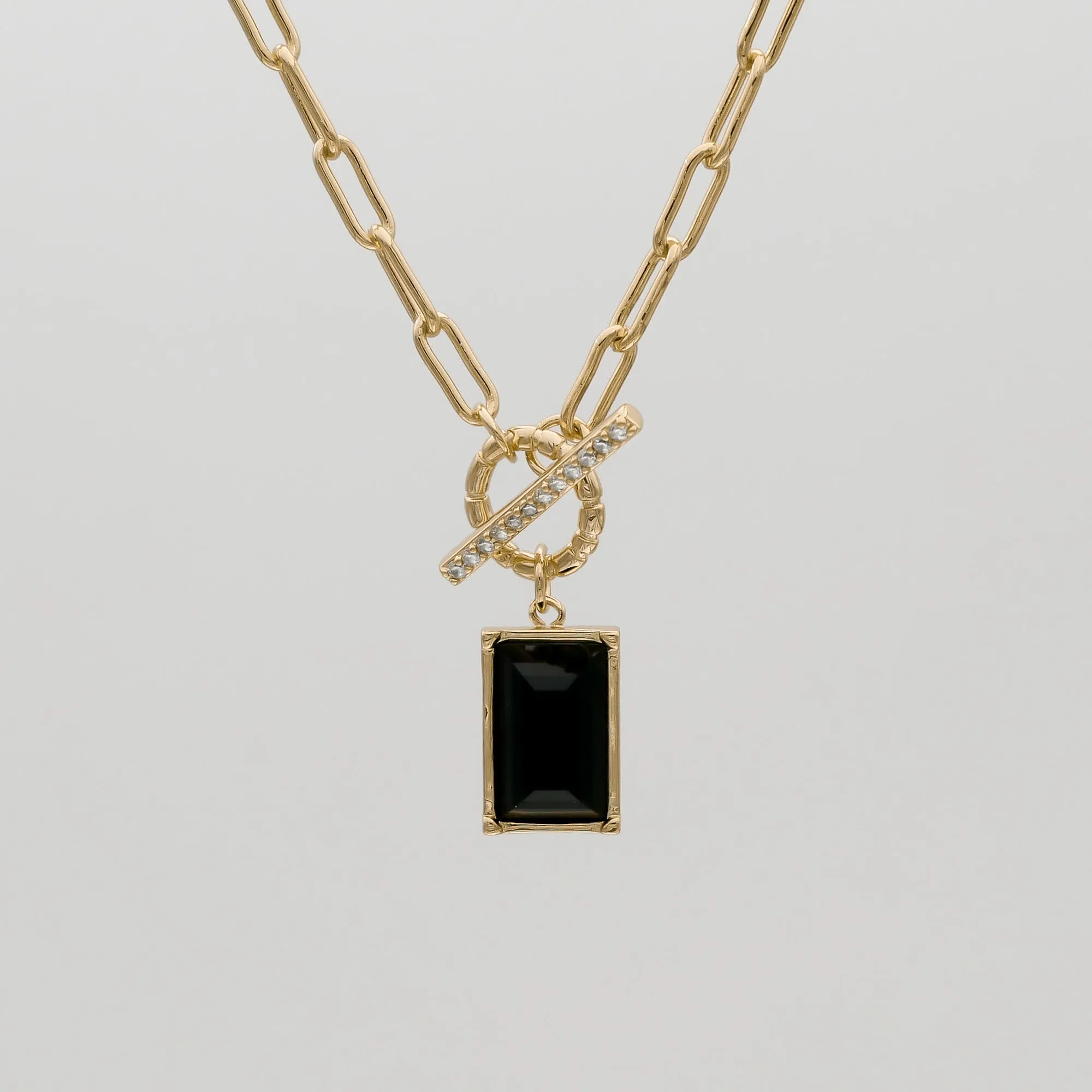 Kyra Onyx T-Bar Necklace sold by PRYA