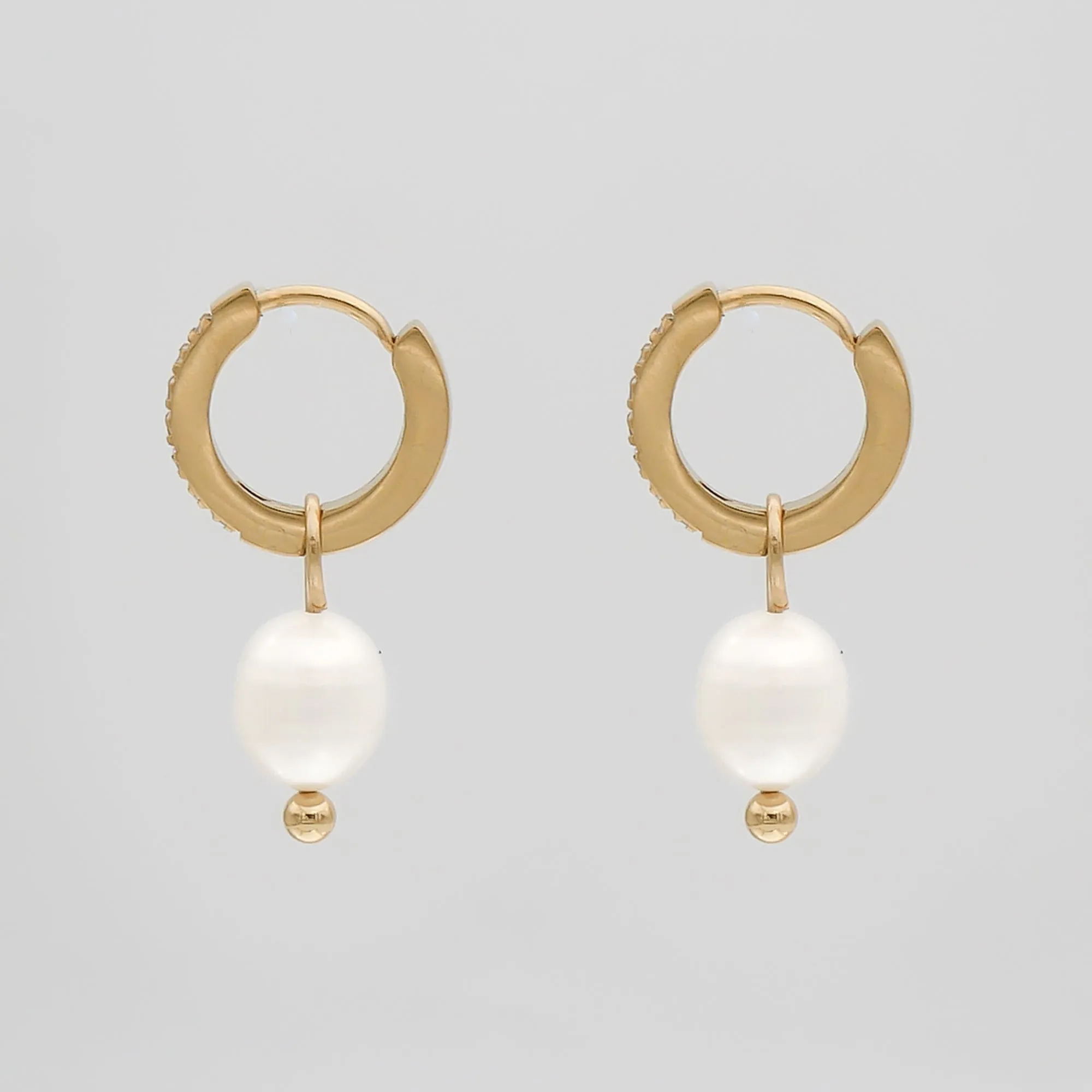 Esme Pearl Huggie Earrings sold by PRYA product image thumbnail 3