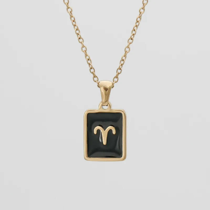 Onyx Zodiac Symbol Necklace made by PRYA