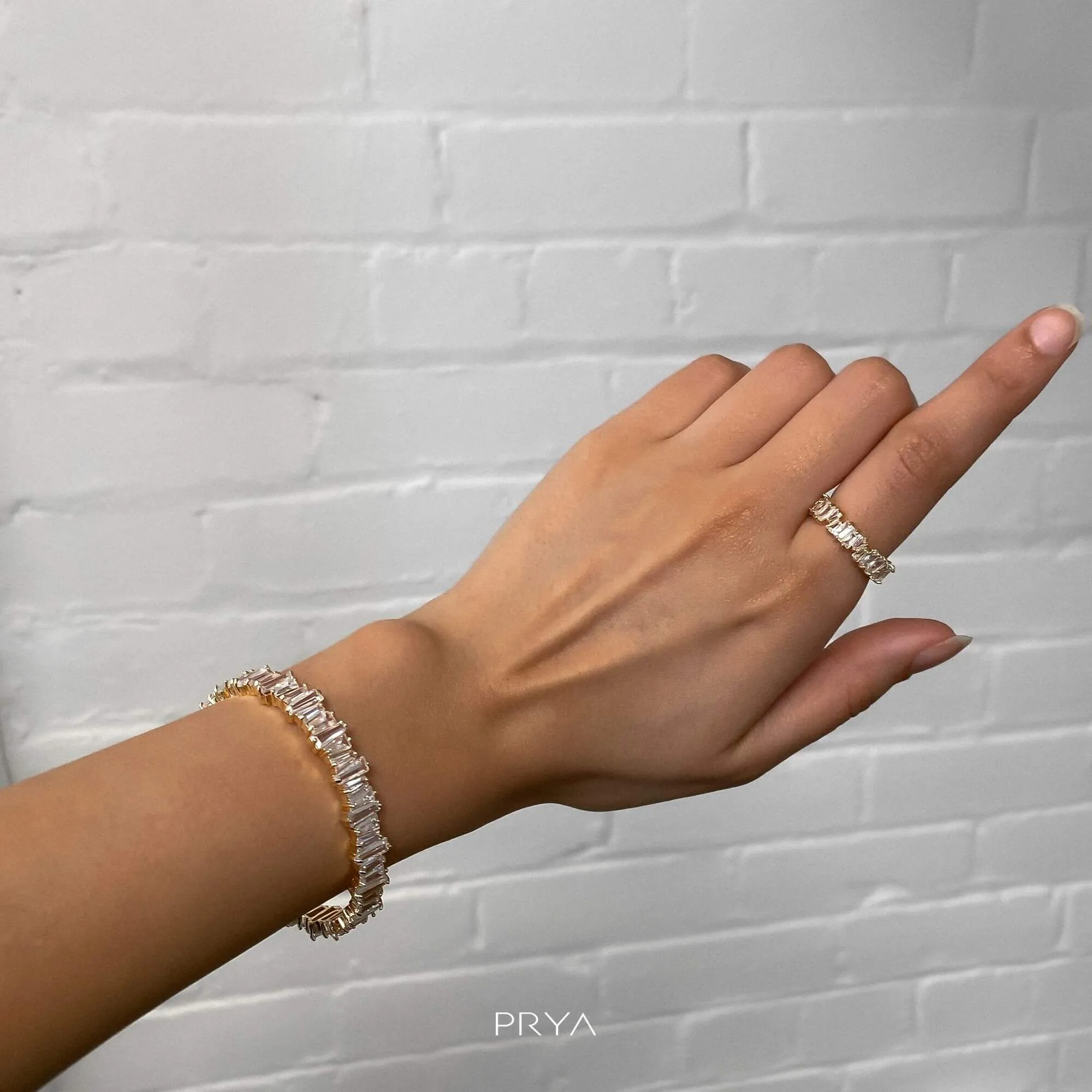 Jada Baguette CZ Bracelet Thick | Gold sold by PRYA product image thumbnail 3