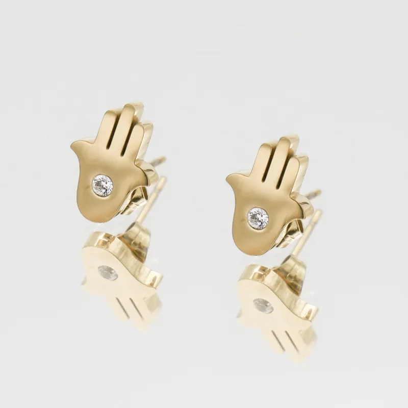 Amalie Hand of Hamsa Stud Earrings sold by PRYA
