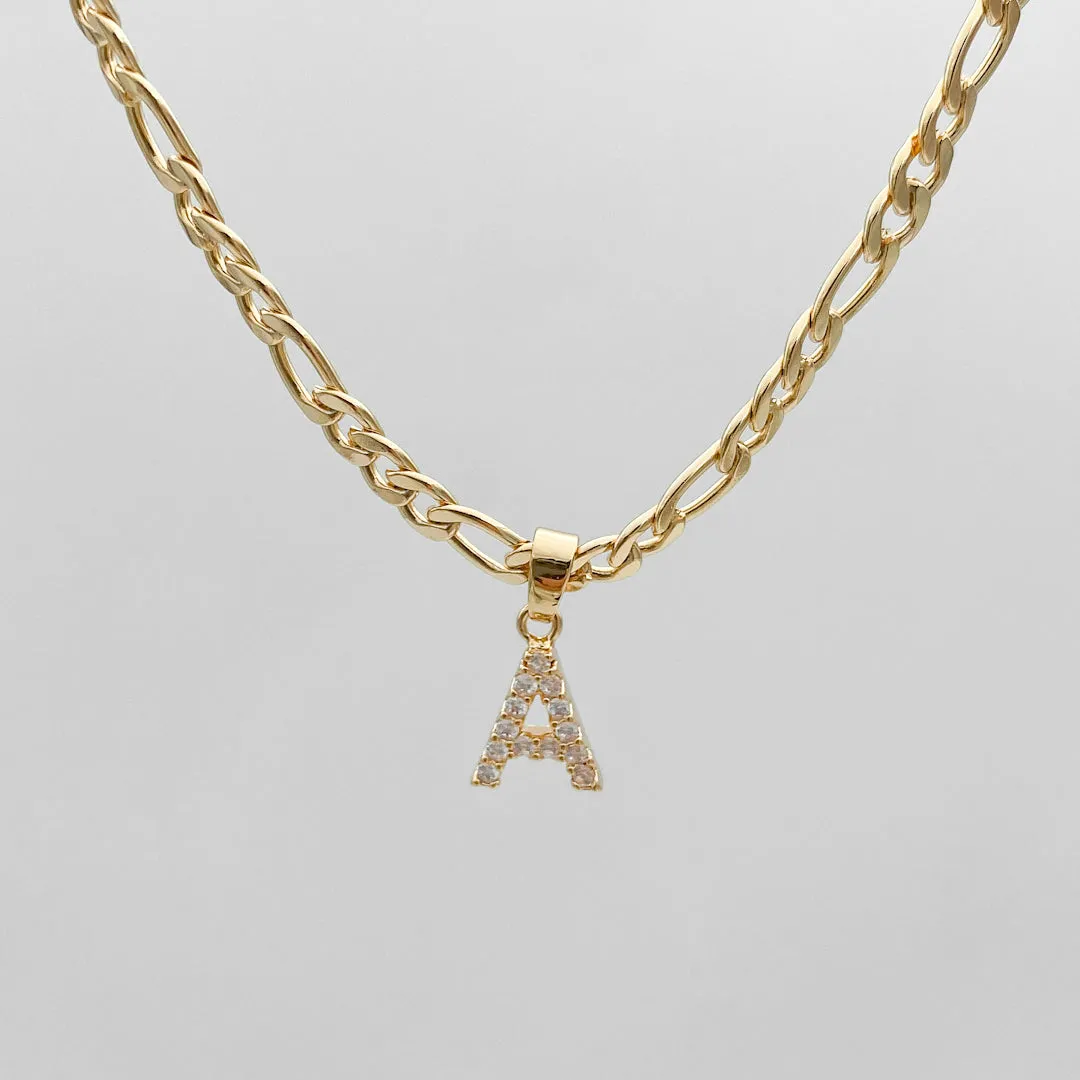 Pave Initial Necklace | Figaro sold by PRYA