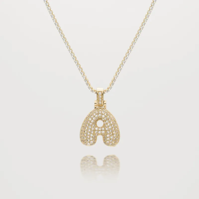 Pave Bubble Letter Initial Necklace sold by PRYA