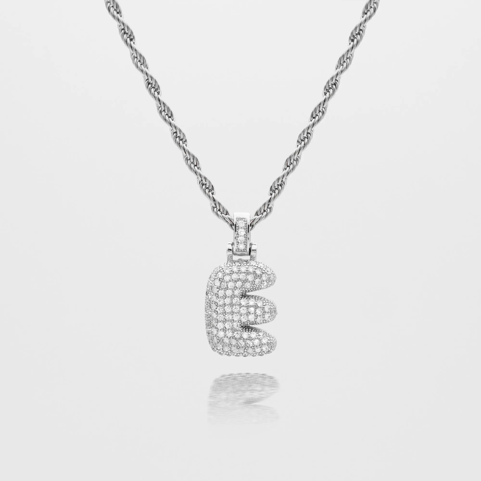 Pave Bubble Letter Initial Necklace sold by PRYA product image thumbnail 4