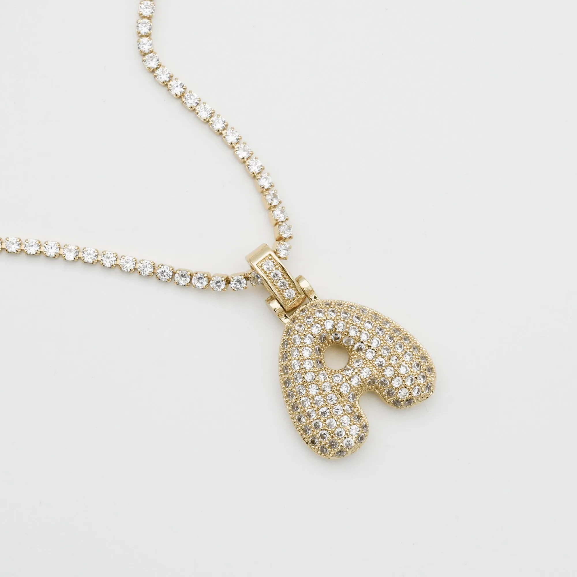 Pave Bubble Letter Initial Necklace sold by PRYA product image thumbnail 3