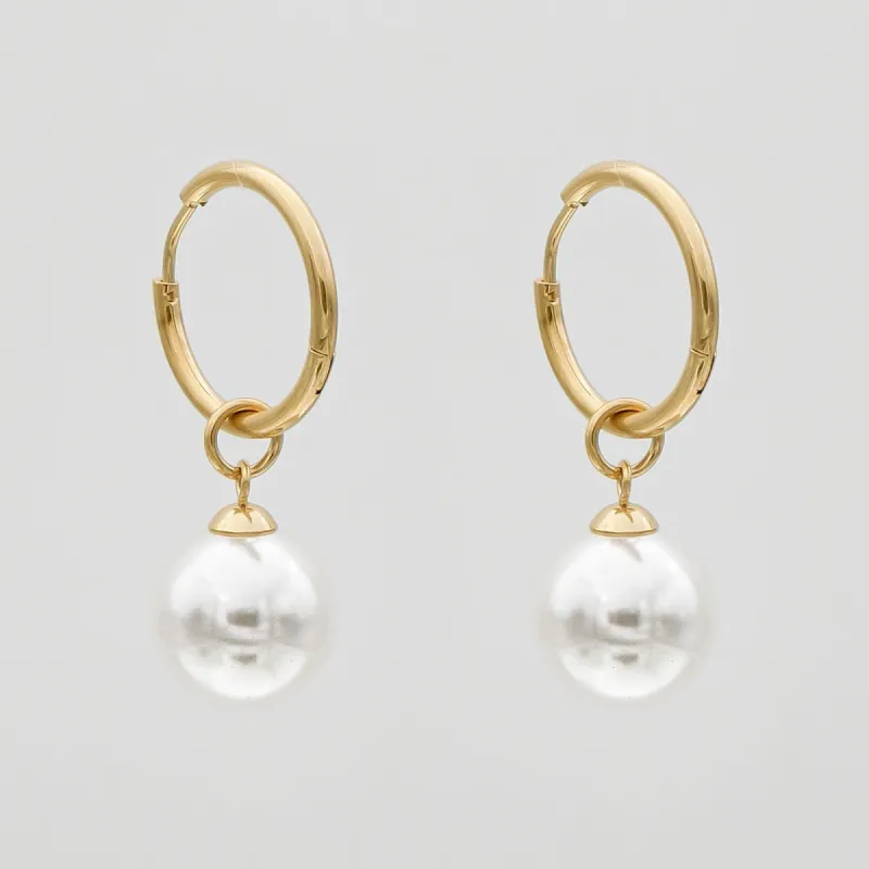 Phoebe Pearl Hoop Earrings sold by PRYA