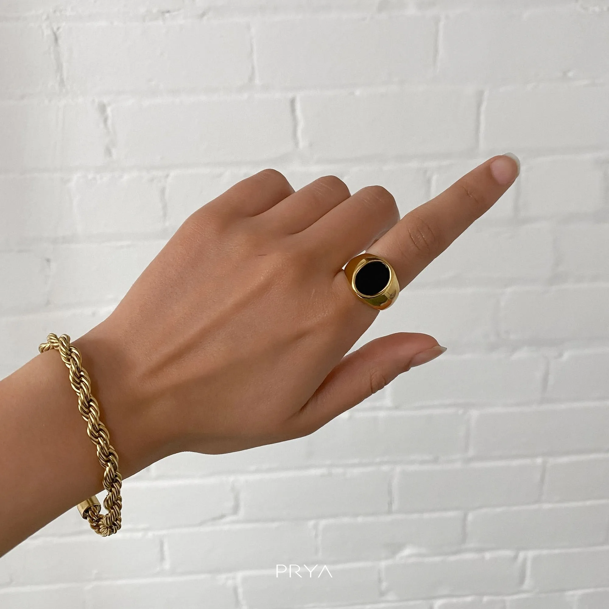 Lani Onyx Oval Signet Ring sold by PRYA product image thumbnail 2