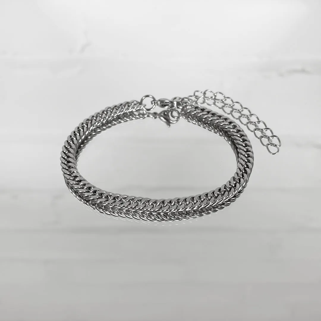Double Link Curb Anklet | Silver sold by PRYA